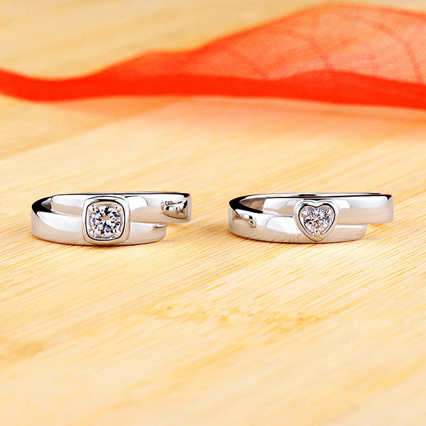 0.35 Diamond Wedding Bands Set with Custom Names Engraved