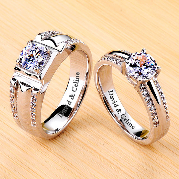 Customized 1.8 Carat Diamond Marriage Rings for Men and Women