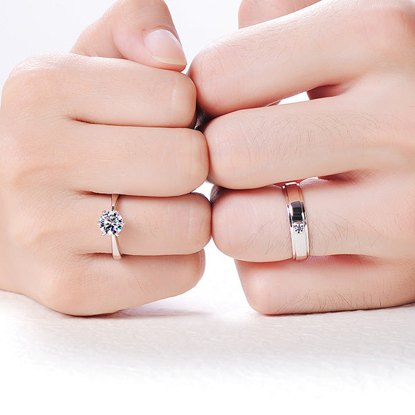 0.66 Carat Lab Diamond Matching Solitaire Rings Set