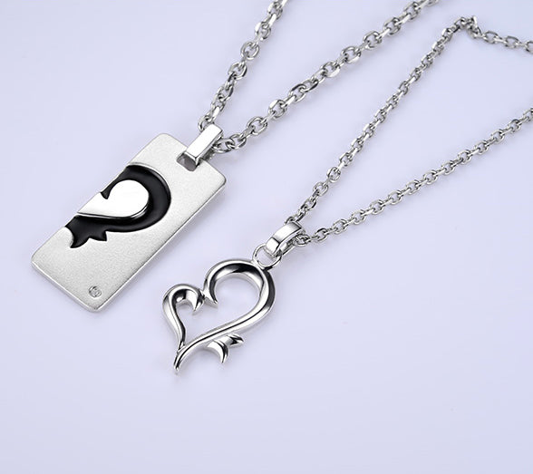 Personalized Matching Hearts Couples Necklaces Set for 2