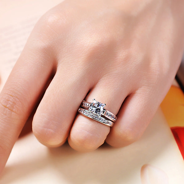 Personalized 0.8 Carat Princess Cut Lab Diamond Ring