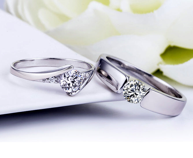 Engraved His and Hers Promise Rings Set with Engraving