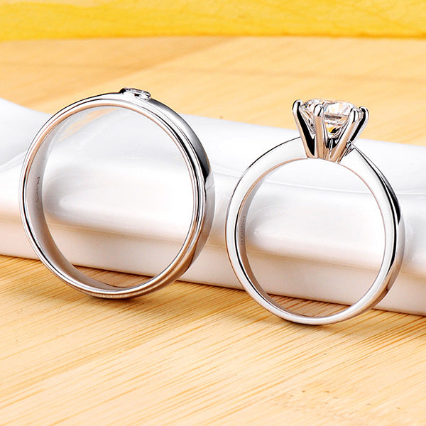 0.66 Carat Lab Diamond Matching Solitaire Rings Set