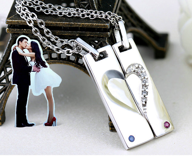Engraved Half Hearts Relationship Necklaces Set for 2