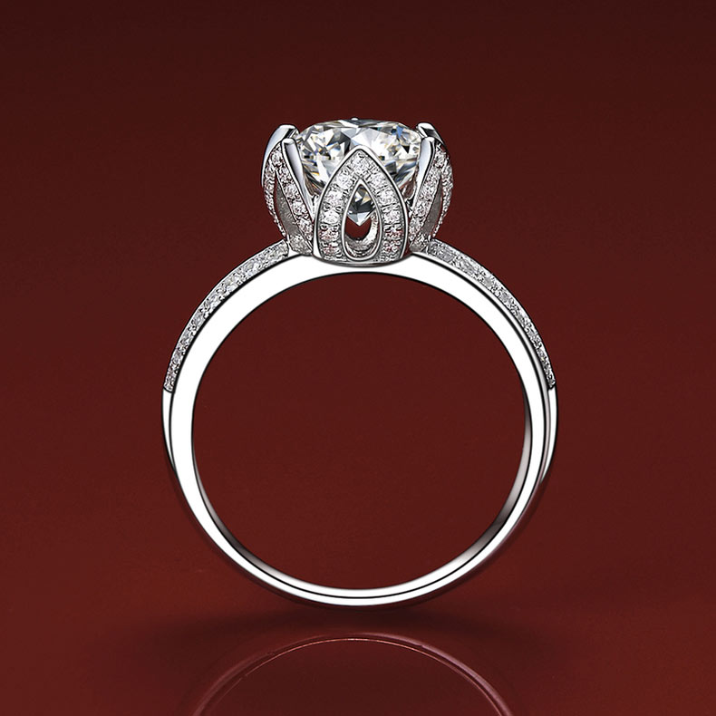 0.5 Carat Halo Moissanite Diamond Ring for Her