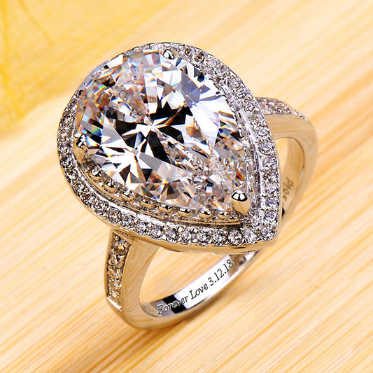 5.5 Carats Lab Diamond Pear Cut Engagement Ring