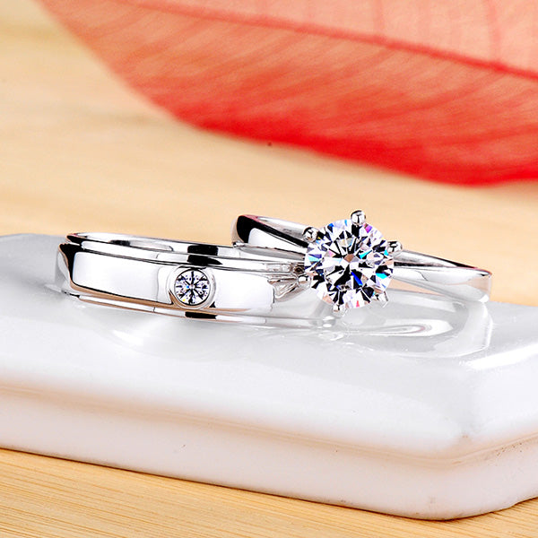 0.66 Carat Lab Diamond Matching Solitaire Rings Set