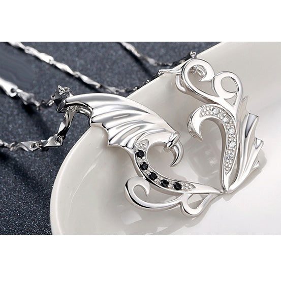 Custom Made Silver Lovers Couples Necklaces Set for 2