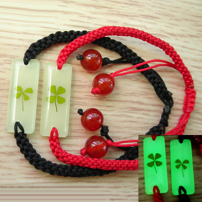 Glow in Dark 4 Leaf Clover Friendship Bracelets Set