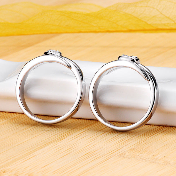 0.35 Diamond Wedding Bands Set with Custom Names Engraved