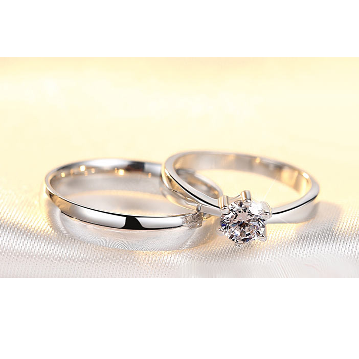 Custom Name Couples Promise Rings Set for Two - Sterling Silver