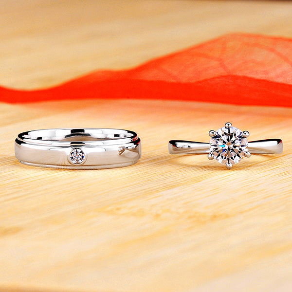 0.66 Carat Lab Diamond Matching Solitaire Rings Set