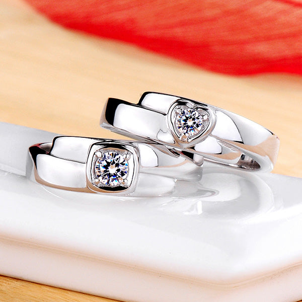 0.35 Diamond Wedding Bands Set with Custom Names Engraved