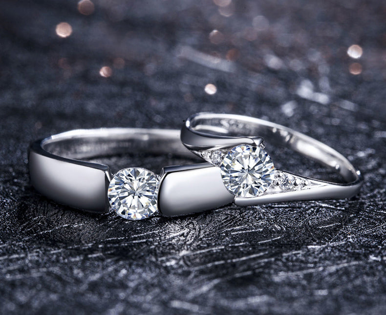 Engraved His and Hers Promise Rings Set with Engraving