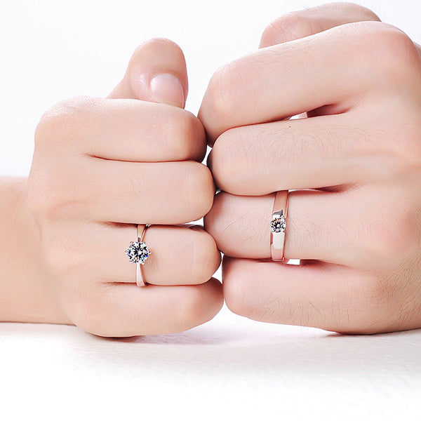 Customized 1 Carat Lab Diamond Solitaire Rings Set