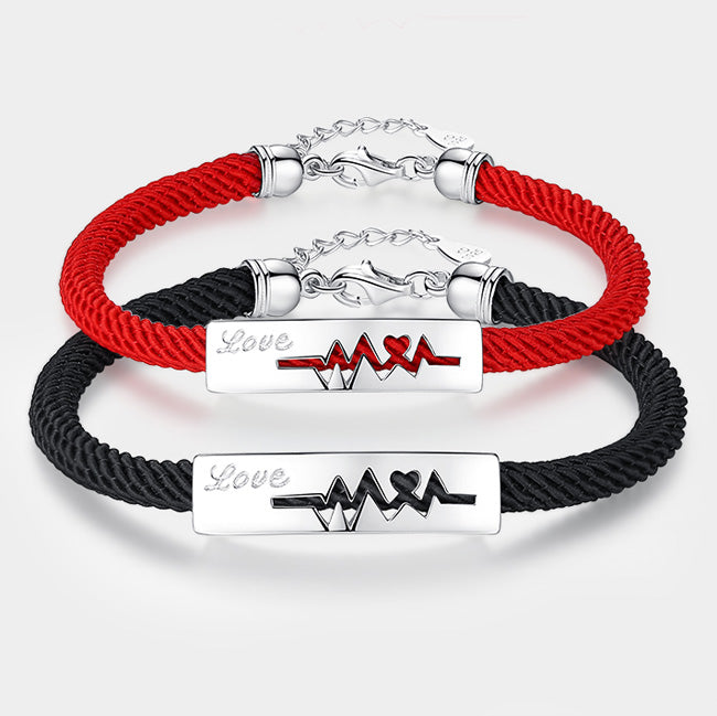 Heartbeat Relationship Bracelets Set for Couples