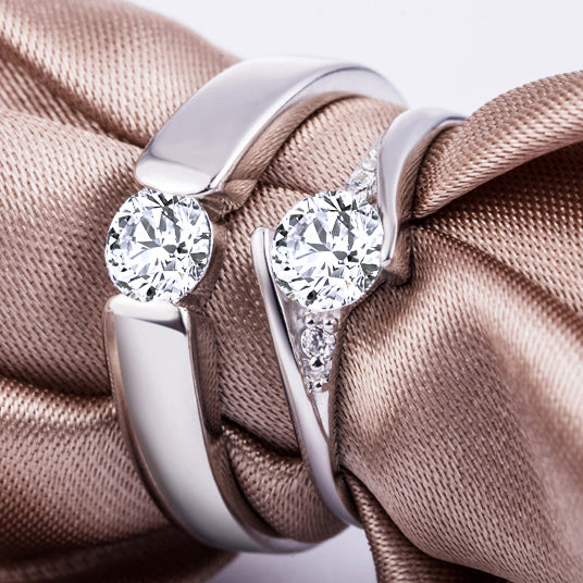 Engraved His and Hers Promise Rings Set with Engraving