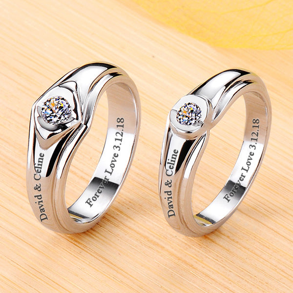 Engraved 0.35 Carat Matching Rings for Men and Women