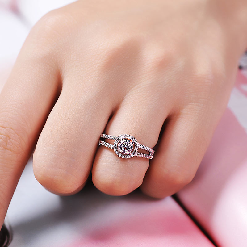 Engraved 0.5 Carat Halo Lab Diamond Ring for Women