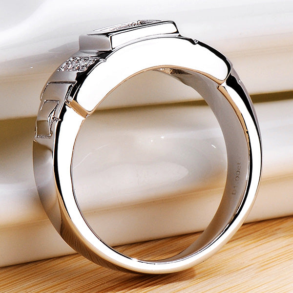 1 Ct Princess Cut Lab Diamond Ring for Men (Custom Engravable)