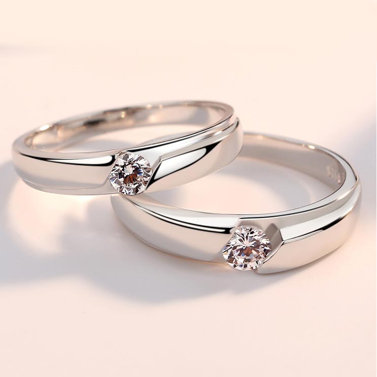 Custom Cubic Zirconia Wedding Rings Set for 2