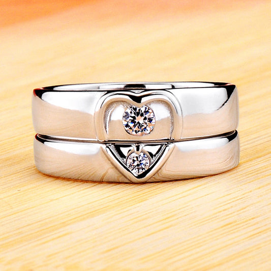 0.31 Ct Lab Diamond Half Hearts Matching Rings Set