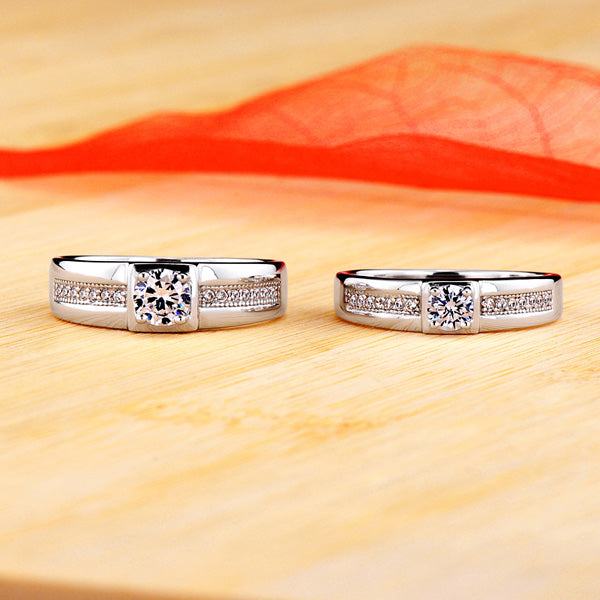 Engraved 0.64 Carat Diamond Matching Marriage Rings Set