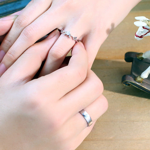 Engraved Angel Wings Matching Wedding Bands for Couples