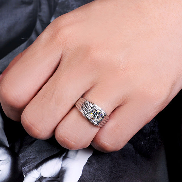 Engraved 0.6 Carat Lab Grown Diamond Ring - Platinum Plated