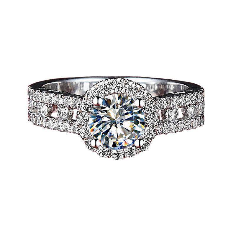 2 Carats Moissanite Diamond Halo Promise Ring