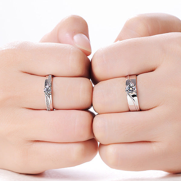 Engraved 0.54 Carat Diamond Matching Rings Set for Two