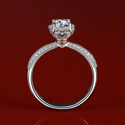 0.6 Carat Halo Moissanite Diamond Ring