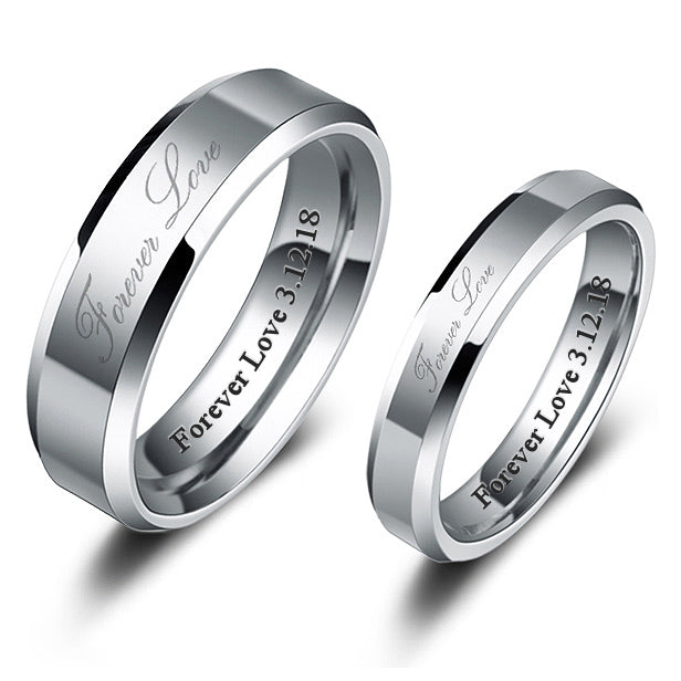 Customized Forever Love Tungsten Promise Rings Set for 2