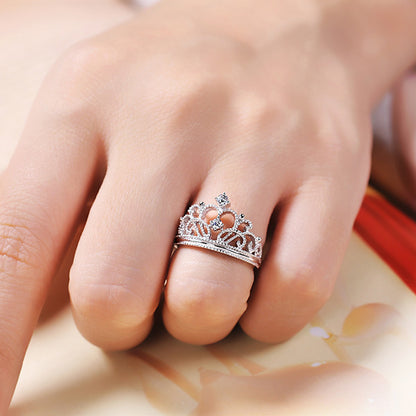 Princess Crown Lab Diamond Studded Engravable Engagement Ring