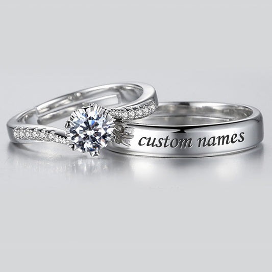 Personalized 1 Carat Moissanite Promise Rings - Adjustable Sterling Silver