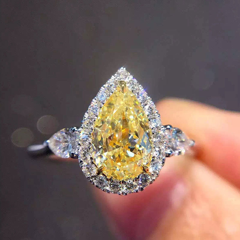 1 Carat Tear Drop Diamond Bridal Ring