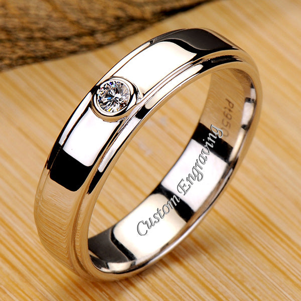 0.5 Carat Solitaire Diamond Mens Wedding Band