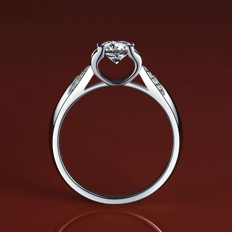 Engraved 0.6 Carat Moissanite Women Ring