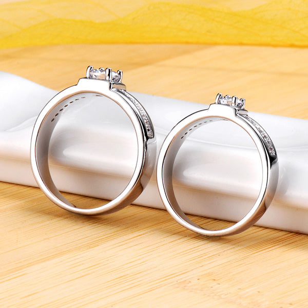 Engraved 0.64 Carat Diamond Matching Marriage Rings Set