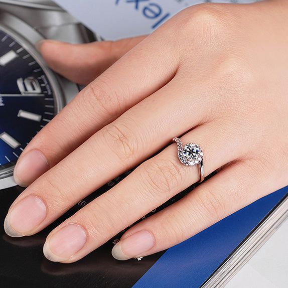 Unique 1 Carat Lab Diamond Ring for Her - Platinum Plated