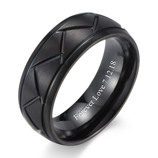 Custom Mens Wedding Band 8mm Polished Titanium