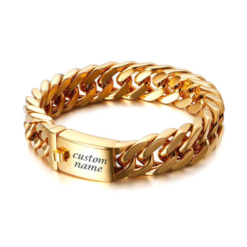 Custom Engravable Mens Thick Chain Bracelet 22cm