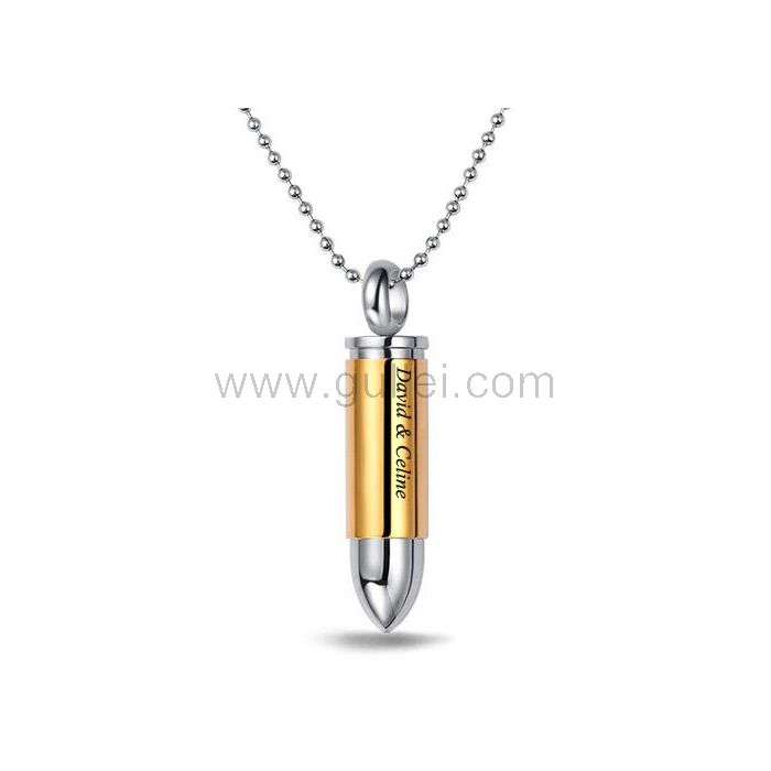 Engraved Bullet Urn Necklace: Personalized Memorial Pendant