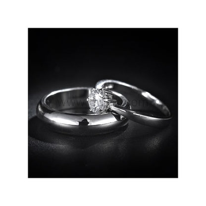 Engraved Cubic Zirconia Couples Rings Set for Two