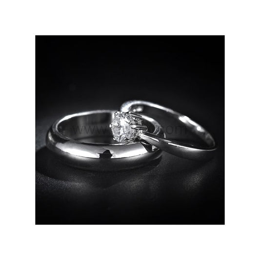 Gulleiâ„¢ Engraved Cubic Zirconia Couples Rings Set for Two