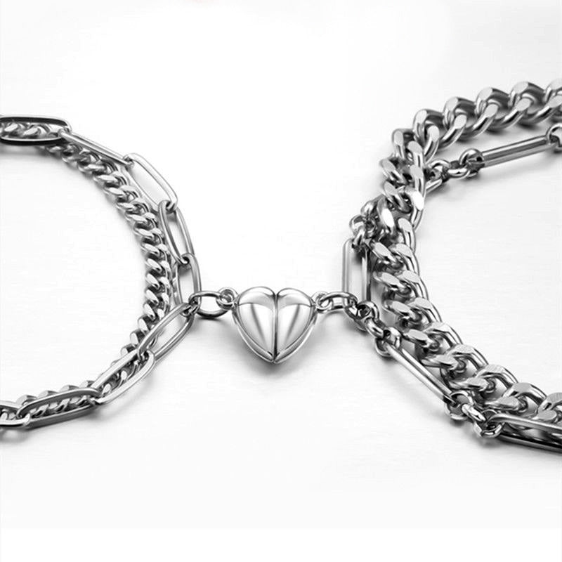 Magnetic Half Heart Couple Bracelets - Connecting Love