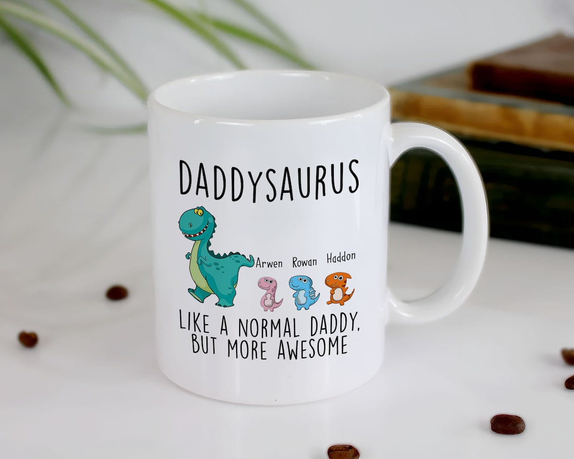 Gullei™ Daddysaurus Coffee Mug with Kids Names