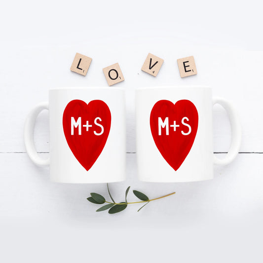 Custom Couple Initial Mug Set