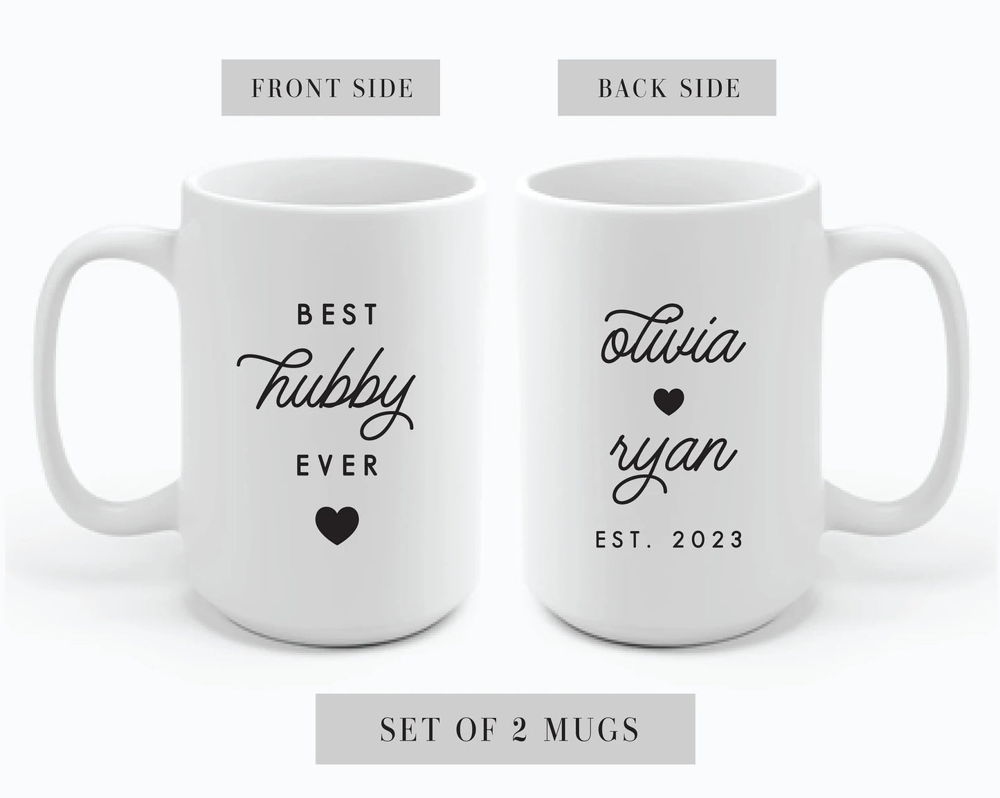 Gullei™ Hubby Wifey Personalized Coffee Mugs Set