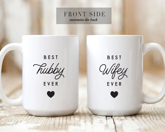 Gullei™ Hubby Wifey Personalized Coffee Mugs Set